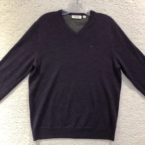 Calvin Klein Sweater Mens Size Small Italian Merino Wool V Neck Purple - Picture 1 of 10