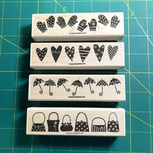 Stampin' Up! CLIMA O NO 2005 Set 4 Estampillas de Goma Mitones Corazones Monederos - Imagen 1 de 5