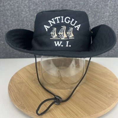 Gorra Boonie Antigua Indias Occidentales OSFM negra ala ancha broches de presión recuerdo turístico Foto 1 de 4