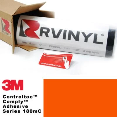 3M 180mC Controltac Bright Orange 14 Vinyl Film Wrap Sign Craft Decal Sheet Roll - Image 1 of 4