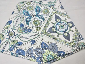  CYNTHIA ROWLEY Cotton Blend SHOWER CURTAIN Blue Green Moroccan Boho Tile Print - Picture 1 of 10