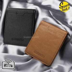 RFID BLOCKING LEATHER WALLET CREDIT CARD HOLDER SLIM MEN'S MONEY CASH CLIP PURSE - Picture 1 of 10