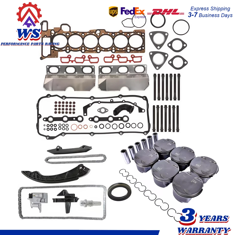 For 01-06 3.0 BMW M54 B30 X3 Head Gasket Set Bolts Piston Set Timing Chain Kit - Image 1 of 4