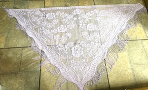 Silvery Lilac Purple with Fringe Silk Feel Shawl - Picture 1 of 3