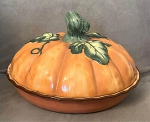 NEW Kate Williams Global Design Oven Safe Pumpkin Pie Covered Dish with Recipe - Picture 1 of 5