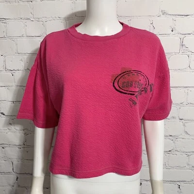 Vintage Generra Survival Women’s Shirt M Pink Textured Wide Crop Top - Изображение 1 из 4