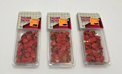 Thumb Tacks - Red -Lot of 300 - Flat Head  - Metal - 772 NEW Basix - Image 1 of 2
