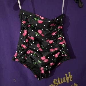 Gr. XS einzigartige Vintage Badehose schwarz mit Kirschen - Bild 1 von 5