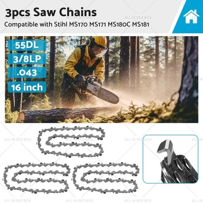 Chainsaw Chain 16" 55DL 3/8 LP .043 Suitable For STIHL MS170 MS171 MS180C MS181 - image 1 of 4