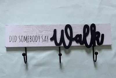 Деревянный поводок держатель стойка - кто-то сказал ходить с 3 колышки/крючки домашнего животного декор - Изображение 1 из 2