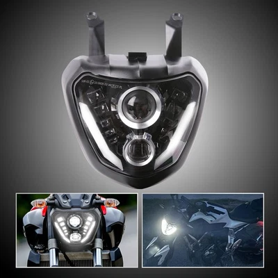 LED Headlight DRL Clear Lens for Yamaha FZ07 FZ-07 MT07 MT-07 2014 2015 2016 17 - Image 1 of 4