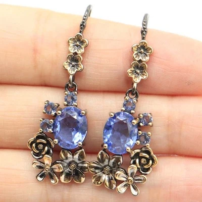 Compra 3 y obtén 1 gratis bonitos pendientes de plata de oro negro regalo de tanzanita violeta para mujer Foto 1 de 3