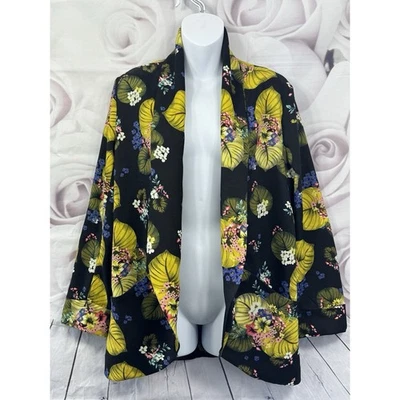 Atmosphere Open Summer Jacket Cover Up Bolero Size 8 Black & Yellow Floral Light - Image 1 of 4