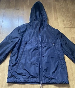 Tommy Hilfiger TH Tech Travel Comfort Navy Raincoat Sz Large Long Sleeved Coat - Picture 1 of 19