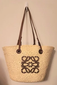 NEW Inspired by Loewe Anagram Raffia Straw Style Beach Bag Beige Brown - Picture 1 of 4