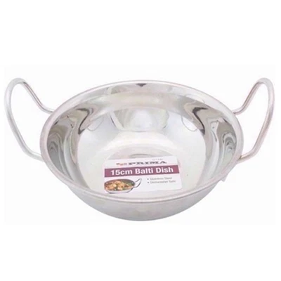 15cm Balti Karahi Kadai Curry Dish Copper Base Stainless Steel Super Dishes Bowl - Image 1 of 4