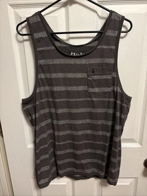 Men’s Gray Volcom Striped Tank Top Size Large - Image 1 of 4