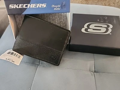 New! Skechers Men's Tonal Slimfold RFID Leather Wallet - Black in Box - Image 1 of 4