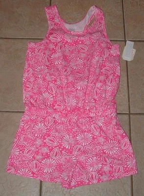 NUEVO NUEVO CON ETIQUETAS Niñas Talla XL (14-16) Ropa Informal Rosa Brillante Estampado Mameluco Sin Mangas Foto 1 de 2