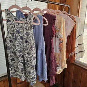 Lotto blusa boho cavalletto aquila americana ume floreale ricamato floreale maniche a campana - Foto 1 di 16