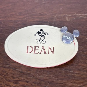 Distintivo/etichetta nome membro cast Disney World vintage anni 90 "Dean" Topolino sogno spilla - Foto 1 di 4