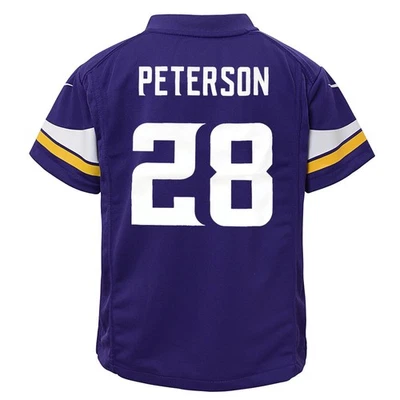 Camiseta deportiva Adrian Peterson Minnesota Vikings NFL Nike para niños púrpura juego en casa Foto 1 de 2