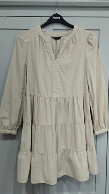 M&S Cream Cord Tunic Top/ dress  size 10 (12)  midi Tiered Cotton fab con - Image 1 of 3