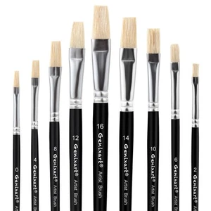 Acrylic Oil Watercolor Paint Brush Set, 9pcs Flat Paintbrushes for Art Painti... - Picture 1 of 7