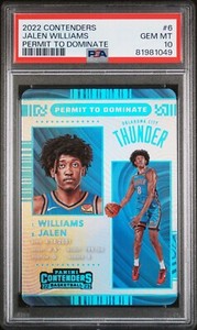 2022-23 Contenders Jalen Williams Permit To Dominate Rookie RC CASE HIT 6 PSA 10