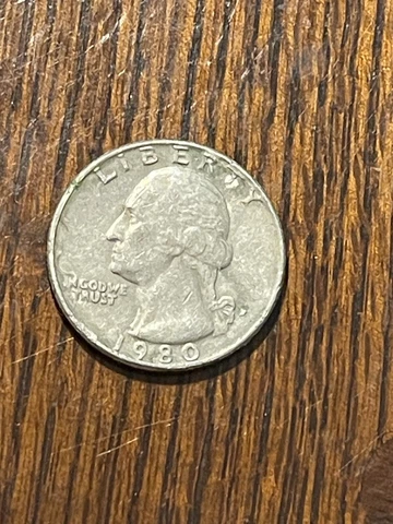 1980 D Washington Quarter ERROR COIN Filled in "D" Circulated Cover