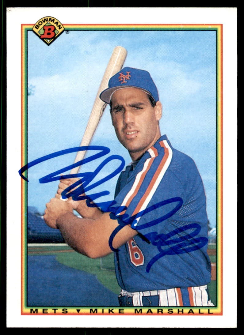 1990 Bowman #132 Mike Marshall IP Signed Card Auto Autographed
