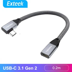 USB 3.1 Type-c Extension Charging USB-C Male to Female Cable 90° Angle Cord - Picture 1 of 12