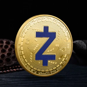 ZEC Zcash | Cryptocurrency Virtual Currency | Blue Colorized Gold Plated Coin - Picture 1 of 3