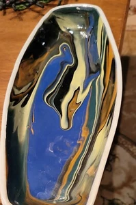 Vintage Bristow Potteries Tropfglasur Design länglich Ofengeschirr Made in Malta RAR - Bild 1 von 7
