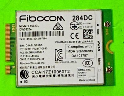 284DC Dell DW5820e Fibocom L850-GL LTE WCDMA 4G WWAN CELLULAR Card Module - Image 1 of 2