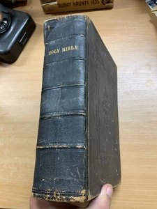 1856 Sacra Bibbia Vecchio & Nuovo Testaments Bfbs 2.6kg Pelle Libro (EV3) - Picture 1 of 22