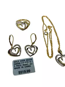 0,33CTW GOB (juego de anillos, pendientes y collar de oro sobre latón 3 piezas de oro sobre latón) - Imagen 1 de 4