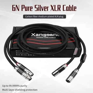 Pair 6N Pure Silver XLR Cable HIFI Audio Microphone Carbon Fiber Rhodium Plug - Picture 1 of 20