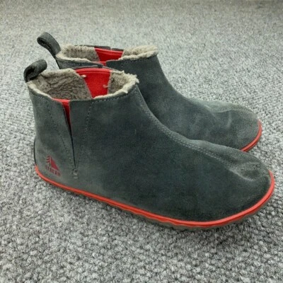 Botas de tornozelo femininas LL Bean Mountain chinelos 8 cinza camurça macia slip-on mocs - Imagem 1 de 4