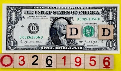 UNC March 26 1956 Birthday Date Note Fancy Serial Number $1 Dollar Bill CRISP FW - Image 1 of 4