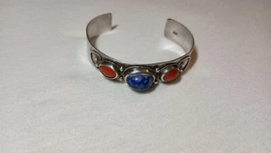 Sowjetisch Russisches Sterlingsilber 875 Armreif Armband mit Natursteinen - Bild 1 von 7