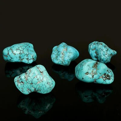 130 Ct. Natural Blue Dyed Howlite Nuggets Raw Rough Loose Gem For Jewelry Making - Image 1 of 3