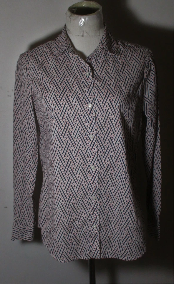 BANANA REPUBLIC Blue Pink Long Sleeve Blouse Size S - Image 1 of 4