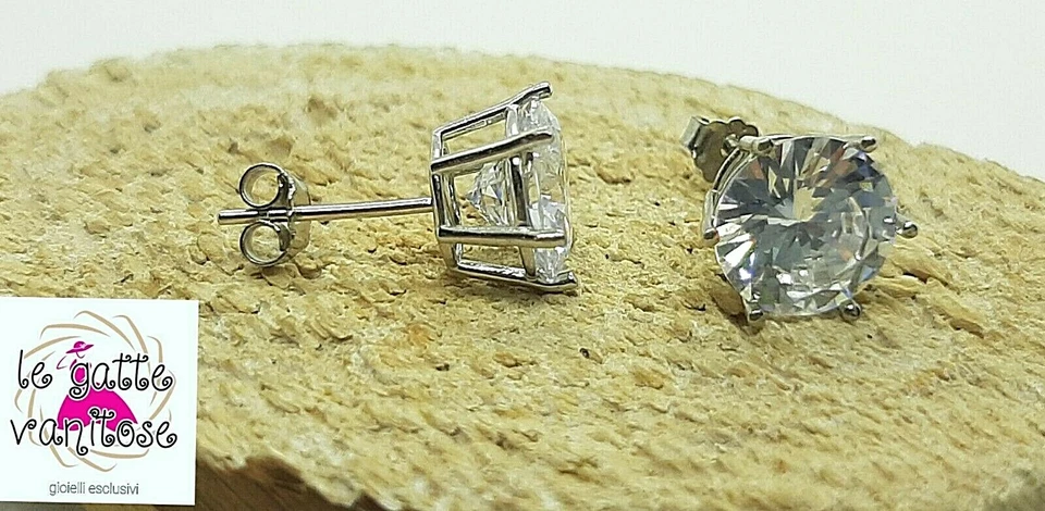 Orecchino Punto Luce  in argento 925 zircone bianco  6 kt . spedizione gratuita  - Immagine 1 di 4