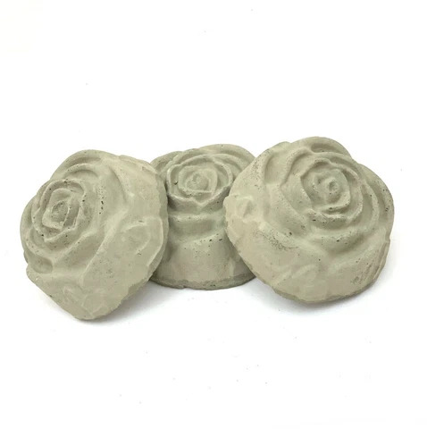 VINTAGE ROSETTES SET/6 Cement Concrete Rose Flowers Home Fairy Garden Art Décor Cover
