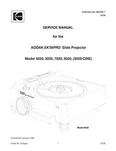 KODAK EKTAPRO SCHIEBEPROJEKTOR 4020 5020 7020 9020 SERVICEHANDBUCH NACHGEDRUCKT - Bild 1 von 6