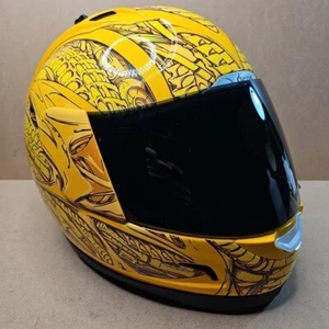 Icon Large Speed Metal Motorcycle Helmet Yellow SpeedMetal - Picture 1 of 16
