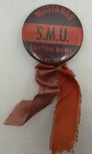 Vtg SMU Southern Methodist Mustangs Cotton Bowl Dallas TX Pinback Button 2.25" - Picture 1 of 7