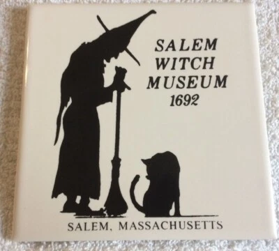 Salem Witch Museum 1692 Salem Massachusetts -Tile Art Wall Hanging Black Cat - Image 1 of 4