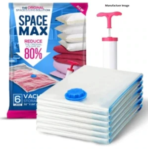 SpaceMax Large Vacuum Storage Bags With Hand Pump 6 Pack Size 32" x 24" - Picture 1 of 6